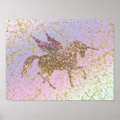 Rainbow Pastel Gold Glitzer Unicorn Poster (Vorne)