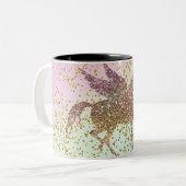 Rainbow Pastel Gold Glitzer Unicorn Zweifarbige Tasse (Vorderseite Links)