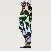 Rainbow Pastel Goth Skulls Big Print Leggings (Links)