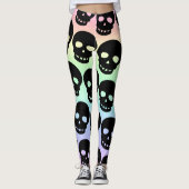 Rainbow Pastel Goth Skulls Big Print Leggings (Vorderseite)