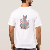  Rainbow Pastel Gradient Cat with Flowers  T-Shirt (Rückseite)