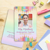 Rainbow Pastel Lehrer-ID-Abzeichen | Gestaltbare N Ausweis