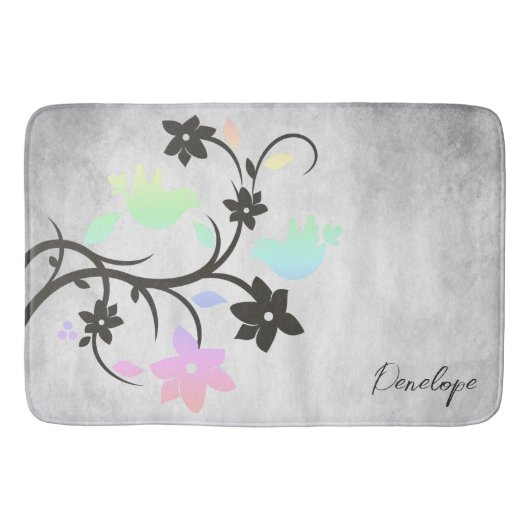 Rainbow Pastel Lovebirds Personalisiert Bath Mat Badematte (Vorderseite)