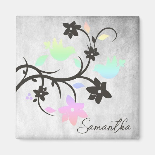 Rainbow Pastel Lovebirds Personalisiert Magnet (Vorne)