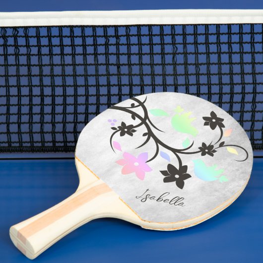 Rainbow Pastel Lovebirds Personalisiert Tischtennis Schläger (InSitu)
