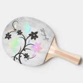 Rainbow Pastel Lovebirds Personalisiert Tischtennis Schläger (Seitenansicht)