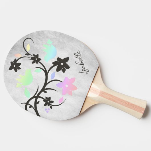 Rainbow Pastel Lovebirds Personalisiert Tischtennis Schläger (Seitenansicht)