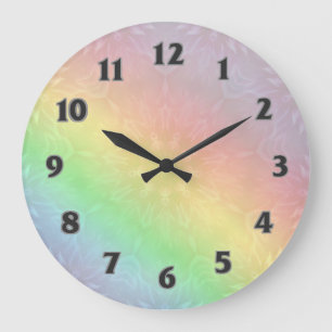 Rainbow Pastel Mandala Design Große Wanduhr