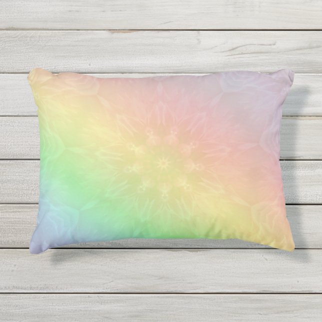 Rainbow Pastel Mandala Design Kissen Für Draußen (Vorderseite)