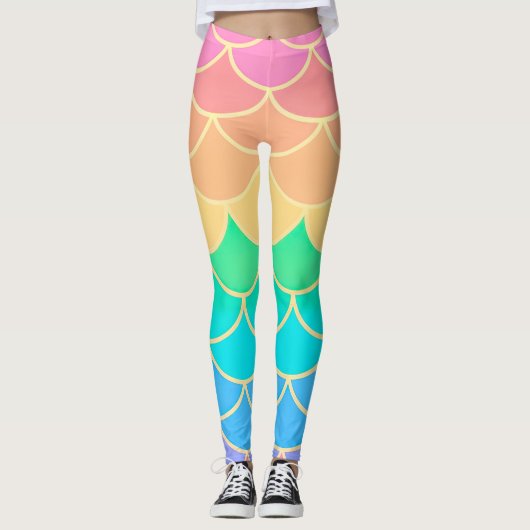 Rainbow Pastel Mermaid Leggings (Vorderseite)