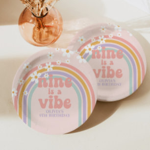 Rainbow Pastel Nine is a Vibe 9. Geburtstag Pappteller