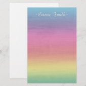 Rainbow Pastel Pink Yellow Blue Custom Stationer Briefpapier (Vorne/Hinten)