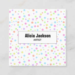 Rainbow Pastel Polka Dots Abstrakt Quadratische Visitenkarte