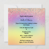 Rainbow Pastel Sparkle Diamond Wedding Einladung (Vorderseite)