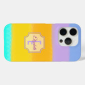 Rainbow Pastel Streifen | Initial Letter Monogram Case-Mate iPhone Hülle (Rückseite (Horizontal))