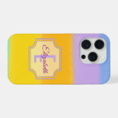 Rainbow Pastel Streifen | Initial Letter Monogram iPhone Hülle (Rückseite (Horizontal))