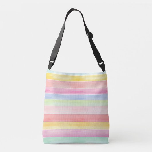 Rainbow Pastel Strip Bag Tragetaschen Mit Langen Trägern (Rückseite)
