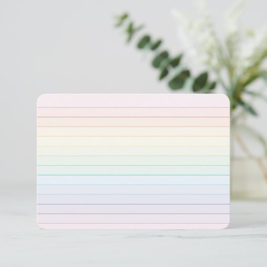 Rainbow Pastel Strip Flat Card mit Dot Rule Dankeskarte (Stehend Vorderseite)