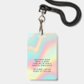 Rainbow Pastel Sweet 16. VIP Pass Lanyard Ausweis (Rückseite mit Schlüsselband)