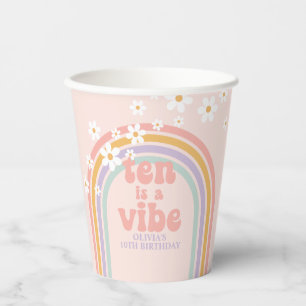 Rainbow Pastel Ten is a Vibe 10. Geburtstag Pappbecher