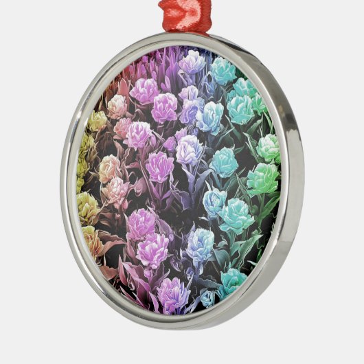 Rainbow Pastel Tulips Ornament Aus Metall (Links)