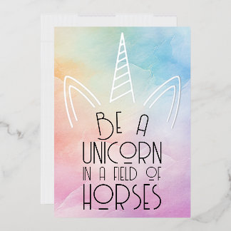 Rainbow Pastel Unicorn Affirmation Folien Feiertagskarte