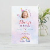 Rainbow Pastel Unicorn Any Age Birthday  Einladung (Stehend Vorderseite)