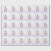 Rainbow Pastel Unicorn Any Age Birthday  Geschenkpapier (Flach)