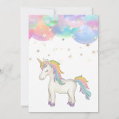 Rainbow Pastel Unicorn Kindergeburtstag Einladung (Rückseite)