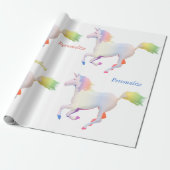 Rainbow Pastel Unicorn Personalisieren Geschenkpapier (Ungerollt)