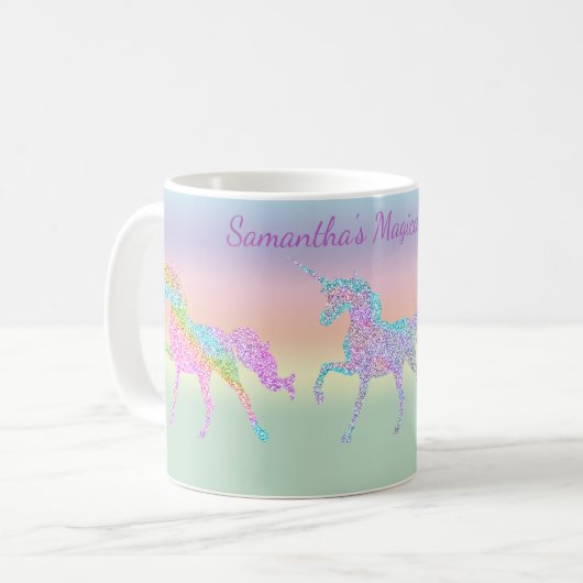 Rainbow Pastel Unicorn Tasse (Vorderseite Links)