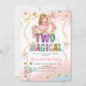 Rainbow Pastel Unicorn TWO Magical Birthday Invita Einladung (Vorderseite)