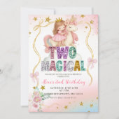 Rainbow Pastel Unicorn TWO Magical Birthday Invita Einladung (Vorderseite)
