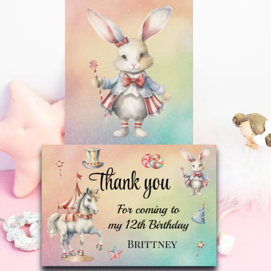 Rainbow Pastel w Animals 12. Geburtstag Dankeskarte