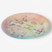 Rainbow Pastel w Animals 1. Geburtstag Party Pappteller (Schrägansicht)