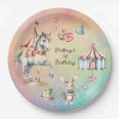 Rainbow Pastel w Animals 1. Geburtstag Party Pappteller (Vorderseite)