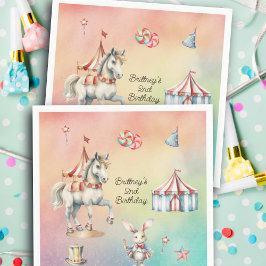 Rainbow Pastel w Animals 2. Geburtstag Party Serviette