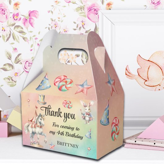 Rainbow Pastel w Animals 4. Geburtstag Geschenkschachtel