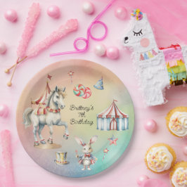 Rainbow Pastel w Animals 7. Geburtstagsparty Pappteller