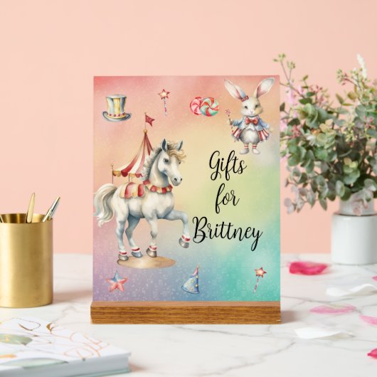 Rainbow Pastel w Animals Geburtstagsgeschenke Acrylschild (Hochzeit)