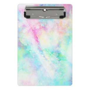 Rainbow Pastel Watercolor Gefärbte Krawatte Abstr Mini Klemmbrett