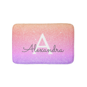 Rainbow Pastell Glitzer Sparkle Monogram Bath Mat Badematte