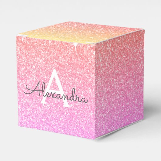 Rainbow Pastell Glitzer & Sparkle Monogram Geschenkschachtel (Vorderseite)