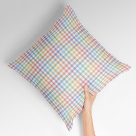 Rainbow Pastell karierter niedlicher Federgingham Kissen
