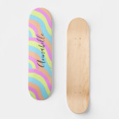 Rainbow Pastell Niedlich Retro Skateboard (Vorderseite)