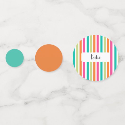 Rainbow Pastellfarben Retro vertikale Streifen Konfetti (Vorderseiten)