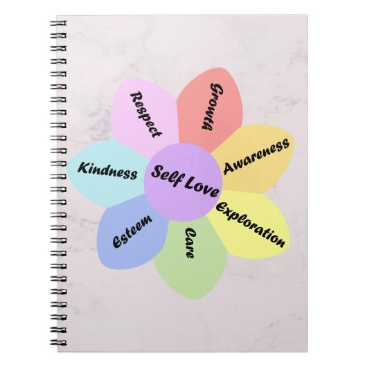 Rainbow pastellfarbenes Self-Liebe Notebook Notizblock (Vorderseite)