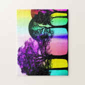 Rainbow Pastels unter Black Tree Silhouetten Puzzle (Vertikal)