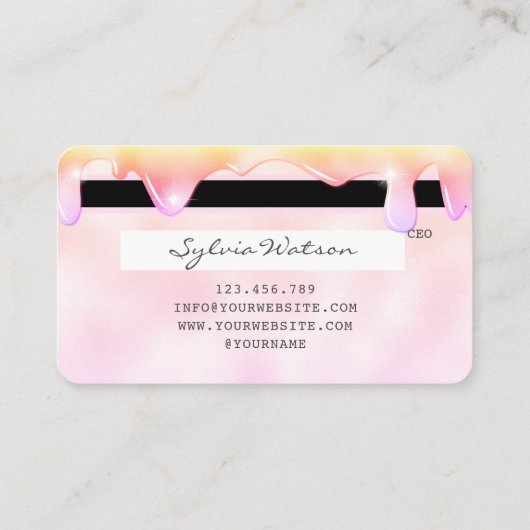 Rainbow pasti Tropfen Kreditkartendiamanten Visitenkarte (Rückseite)