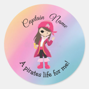 Rainbow Pastle YOUNG Girl Party Pirate Classic Runder Aufkleber